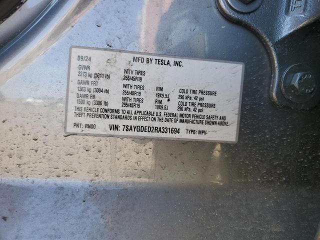 2024 TESLA MODEL Y 7SAYGDED2RA331694