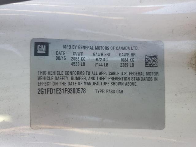 2015 CHEVROLET CAMARO LT - 2G1FD1E31F9300578