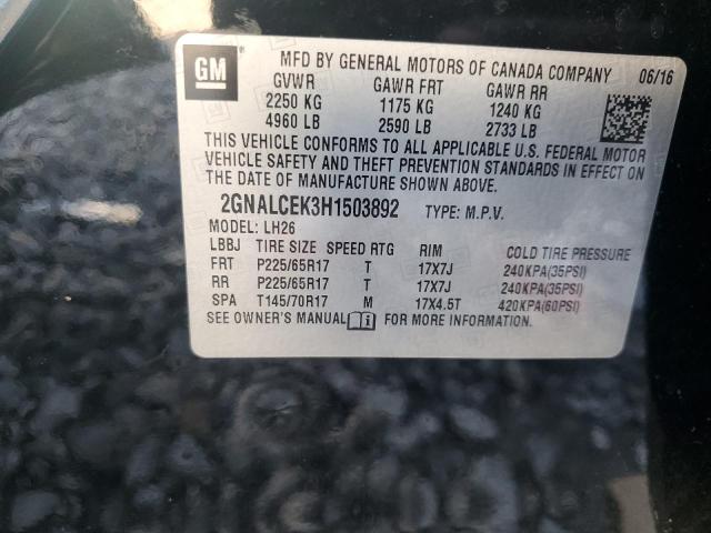 2017 CHEVROLET EQUINOX LT - 2GNALCEK3H1503892