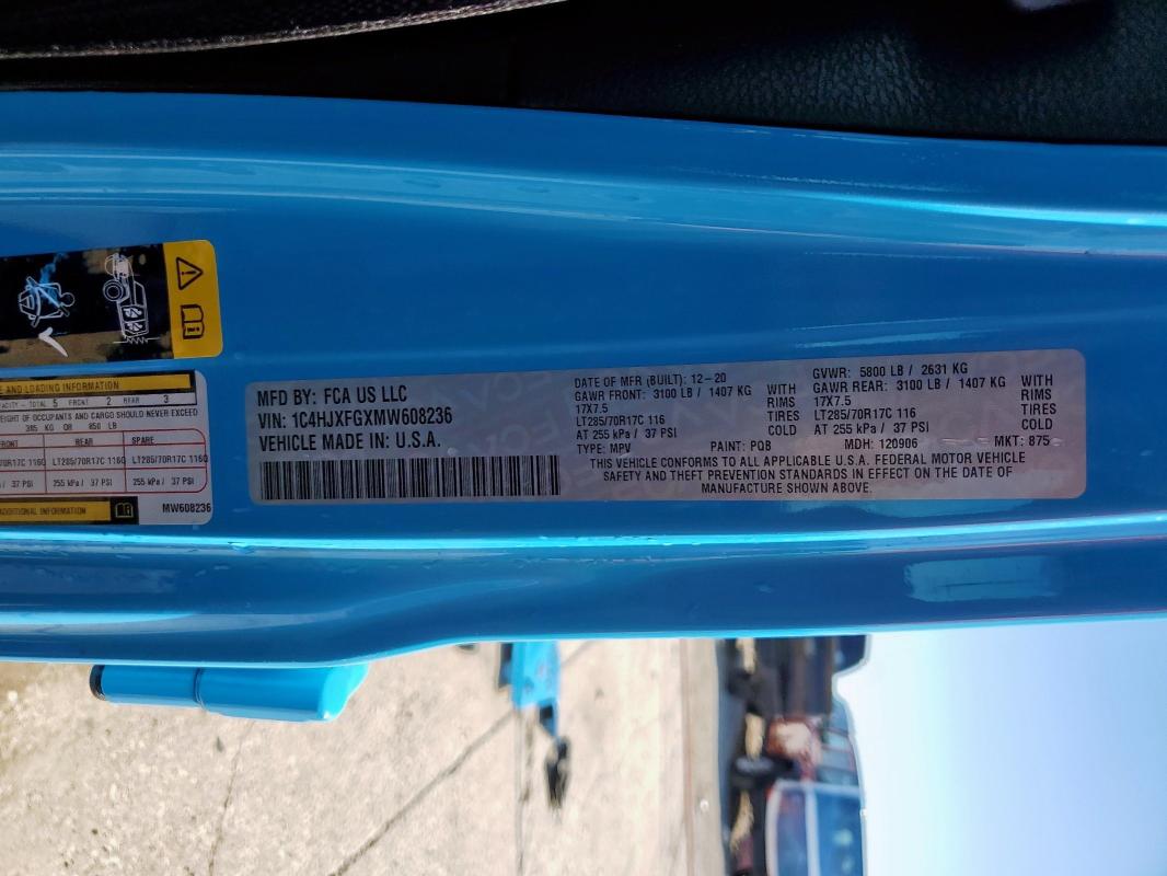 2021 JEEP WRANGLER U - 1C4HJXFGXMW608236