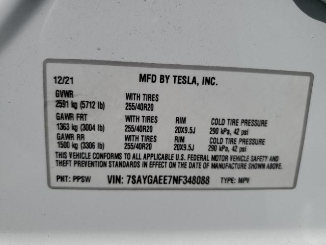 2022 TESLA MODEL Y - 7SAYGAEE7NF348088