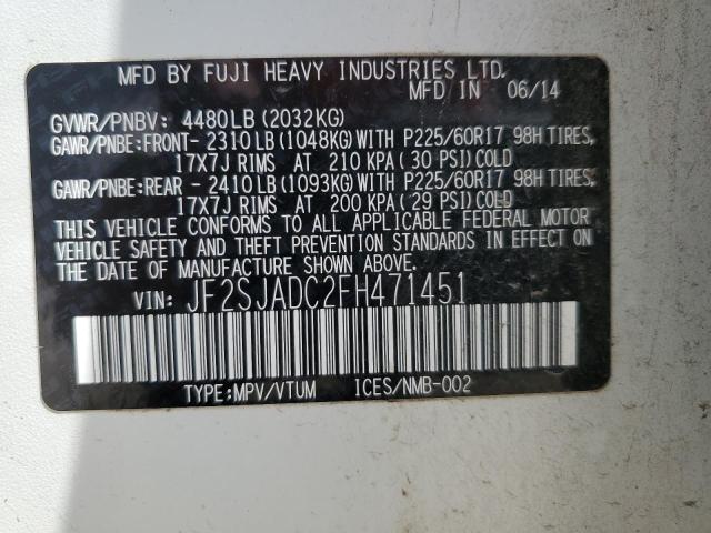 2015 SUBARU FORESTER 2 JF2SJADC2FH471451