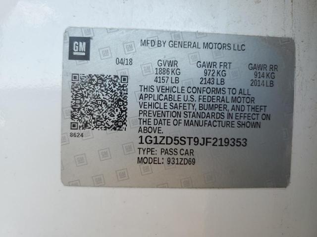 2018 CHEVROLET MALIBU LT - 1G1ZD5ST9JF219353