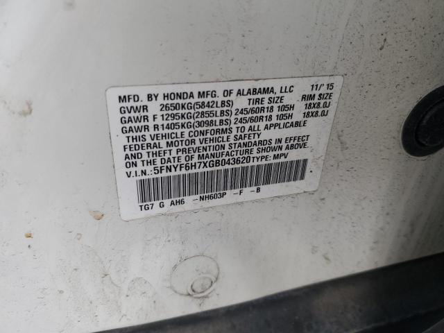 2016 HONDA PILOT EXLN - 5FNYF6H7XGB043620