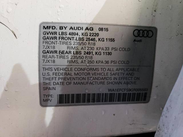 2016 AUDI Q3 - WA1EFCFS9GR005583