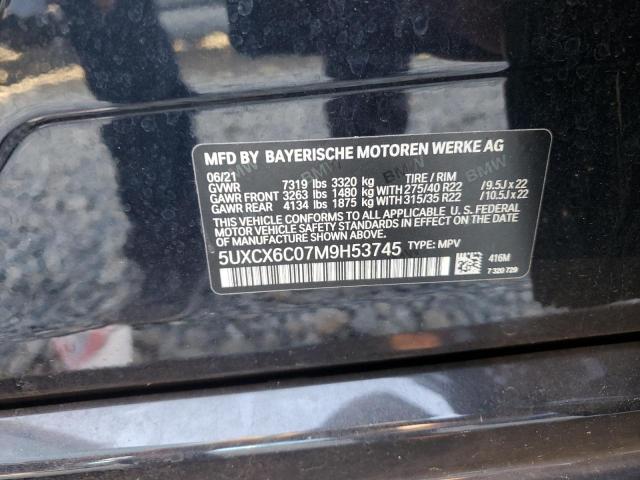 2021 BMW X7 M50I 5UXCX6C07M9H53745