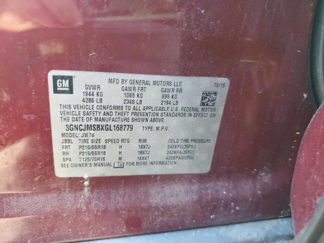 2016 CHEVROLET TRAX LTZ 3GNCJMSBXGL168779