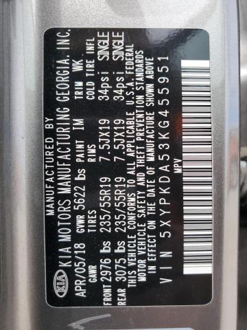 2019 KIA SORENTO SX 5XYPKDA53KG455951