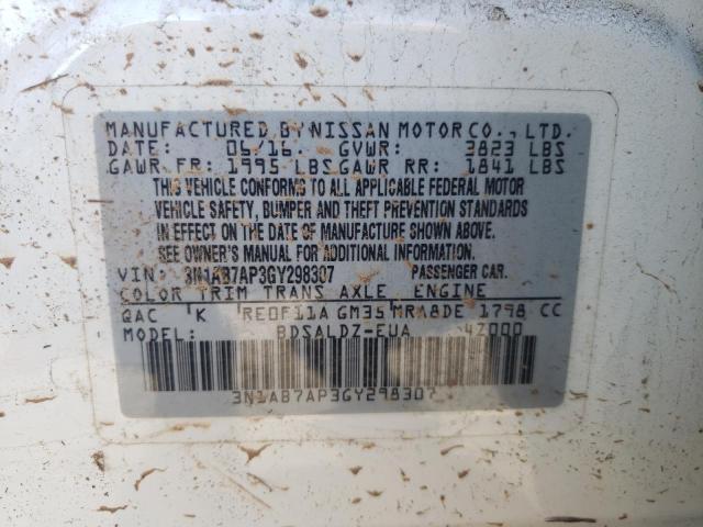 2016 NISSAN SENTRA S - 3N1AB7AP3GY298307