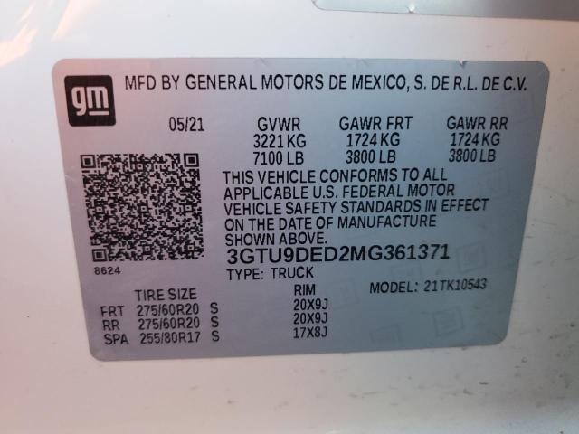 2021 GMC SIERRA K15 - 3GTU9DED2MG361371