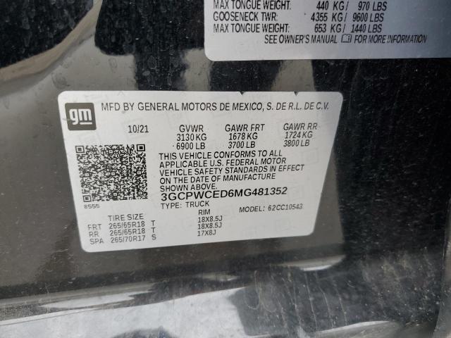 2021 CHEVROLET SILVERADO - 3GCPWCED6MG481352