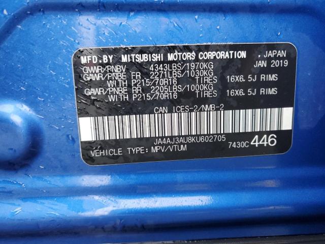2019 MITSUBISHI RVR SE JA4AJ3AU8KU602705