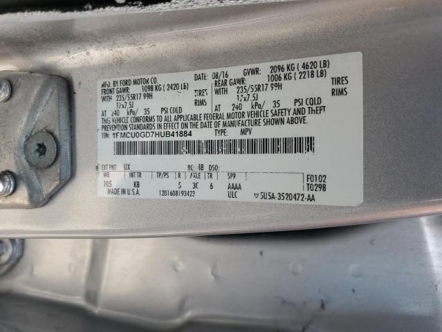 2017 FORD ESCAPE SE - 1FMCU0GD7HUB41884