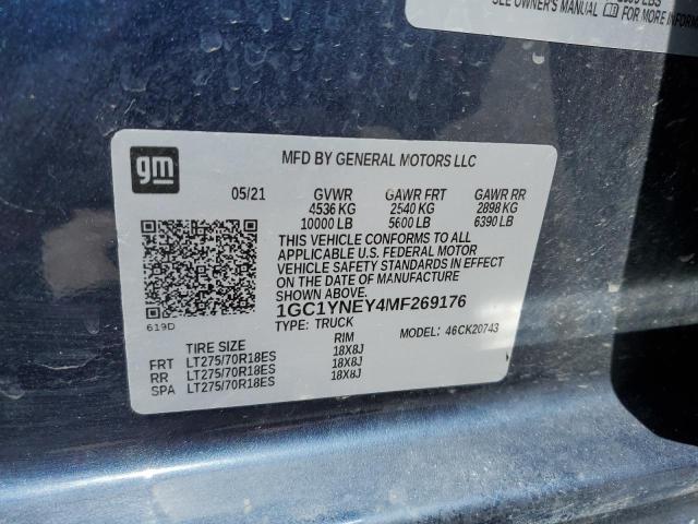 2021 CHEVROLET SILVERADO - 1GC1YNEY4MF269176