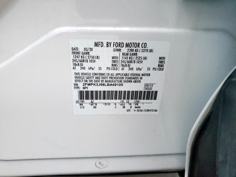2020 FORD EDGE SEL - 2FMPK3J98LBA69105