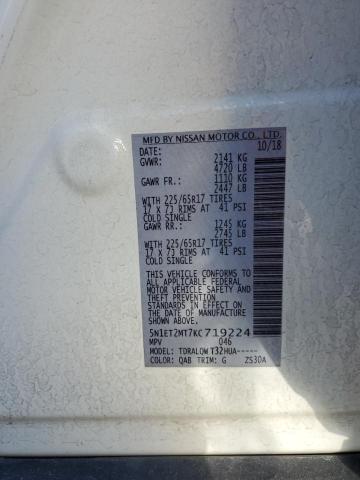 2019 NISSAN ROGUE SV H 5N1ET2MT7KC719224