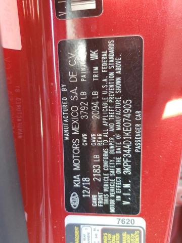 2019 KIA FORTE GT L - 3KPF34AD1KE074905