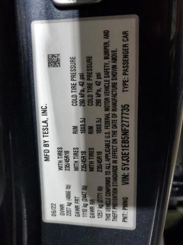 2022 TESLA MODEL 3 - 5YJ3E1EB5NF277735