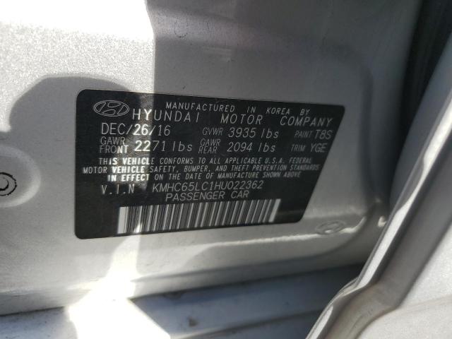 2017 HYUNDAI IONIQ BLUE - KMHC65LC1HU022362