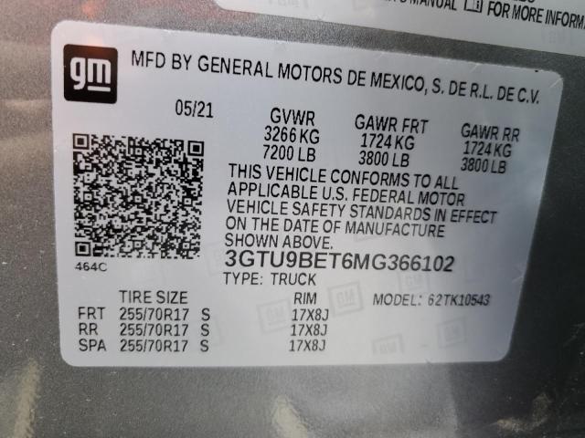 3GTU9BET6MG366102 GMC Sierra K1500 Sle