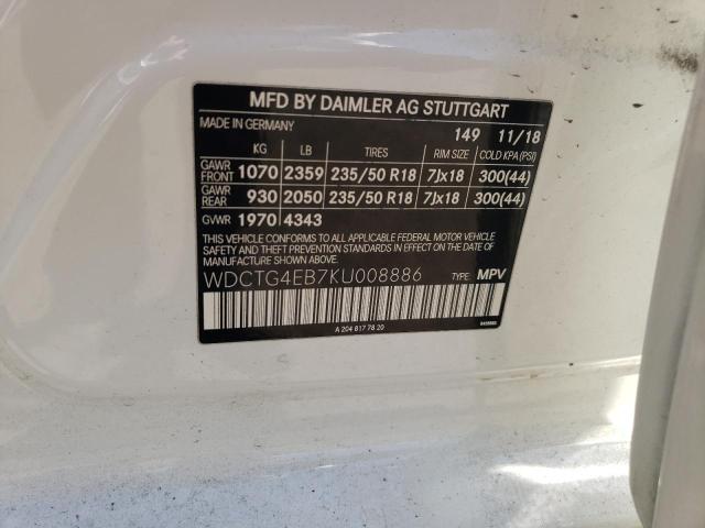 2019 MERCEDES-BENZ GLA 250 - WDCTG4EB7KU008886