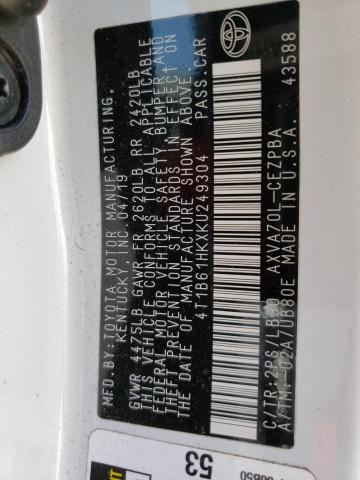 4T1B61HKXKU249304 Toyota CAMRY XSE