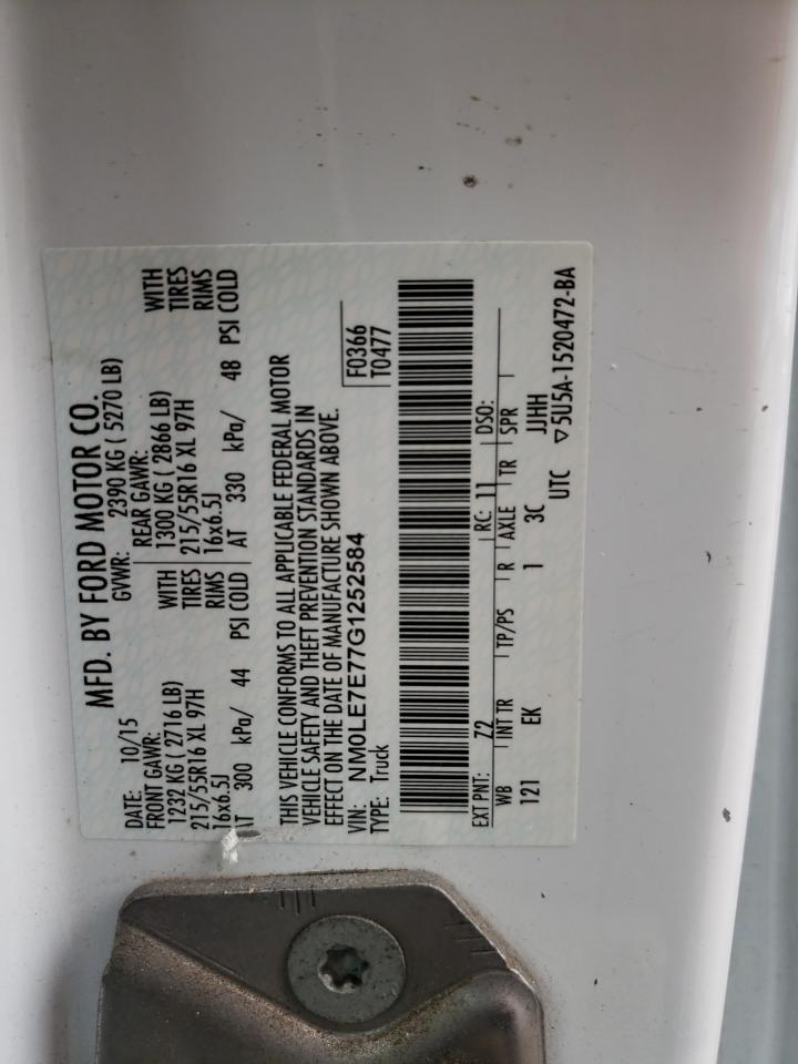 NM0LE7E77G1252584 FORD TRANSIT 2016