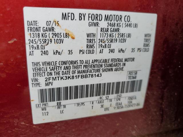 2FMTK3K81FBB78143 2015 FORD EDGE, photo no. 13