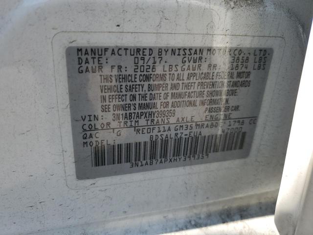 3N1AB7APXHY399359 | 2017 NISSAN SENTRA S