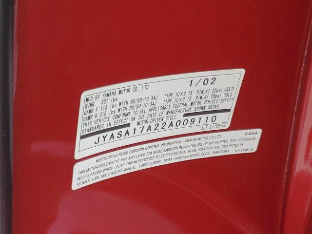 2002 YAMAHA YJ50 JYASA17A22A009110