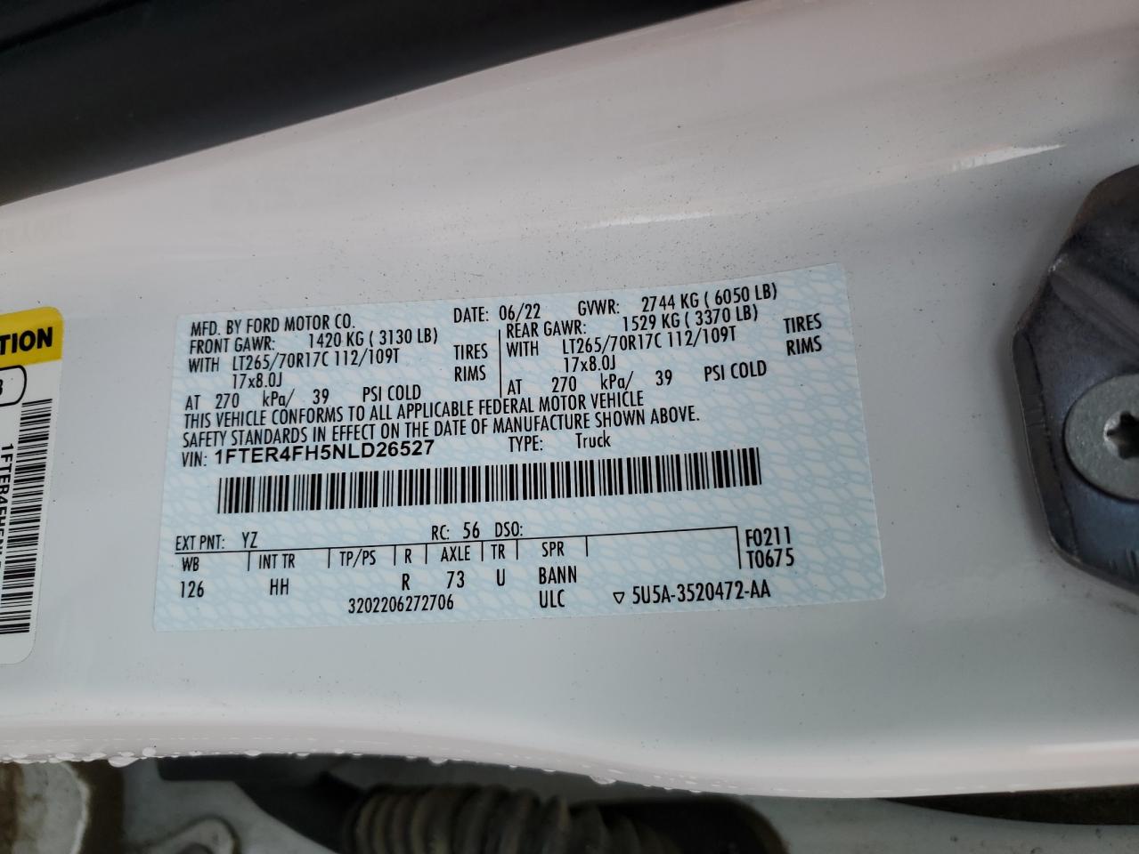 1FTER4FH5NLD26527 FORD RANGER 2022