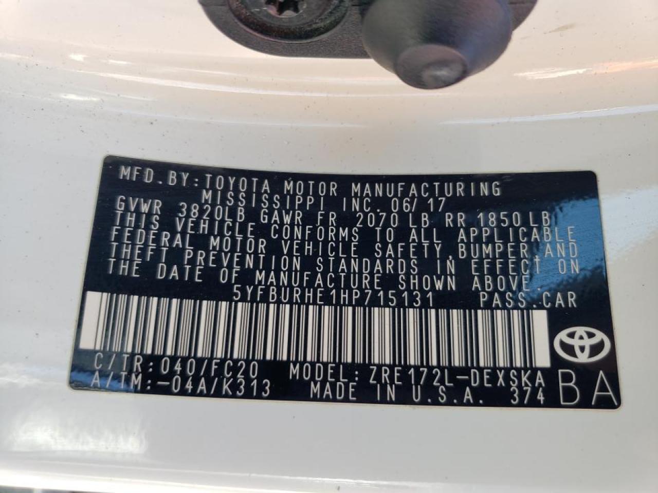 5YFBURHE1HP715131 TOYOTA COROLLA 2017