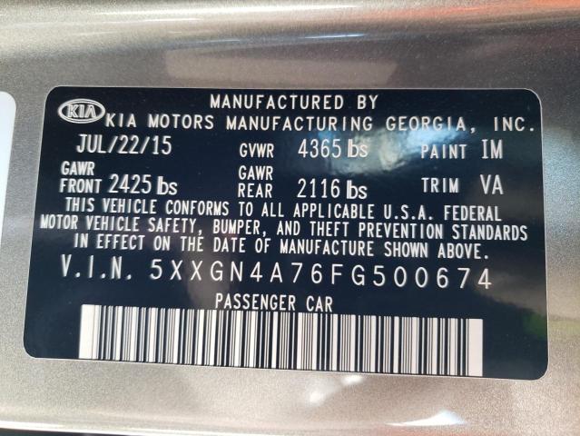 5XXGN4A76FG500674 KIA OPTIMA EX