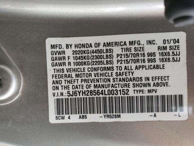 2004 Honda Element Ex VIN: 5J6YH28564L003152 Lot: 50469273