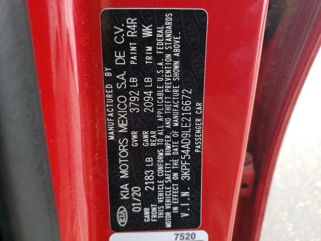 3KPF54AD9LE216672 KIA FORTE EX