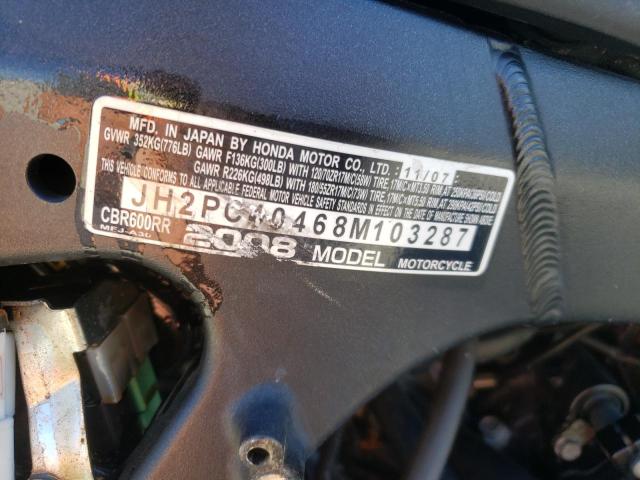2008 HONDA CBR600 RR - JH2PC40468M103287