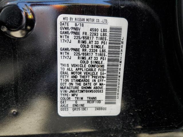 JN8AT2MT6KW500583 Nissan ROGUE S