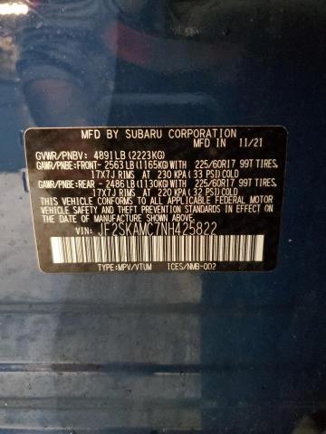 2022 SUBARU FORESTER W - JF2SKAMC7NH425822