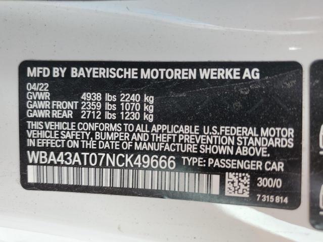 2022 BMW 430XI - WBA43AT07NCK49666