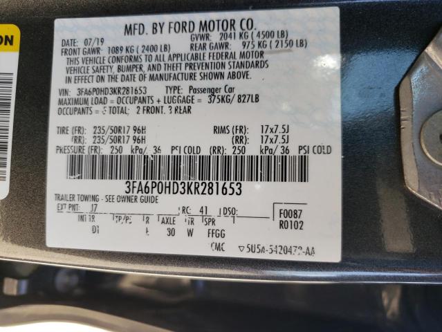 3FA6P0HD3KR281653 Ford Fusion SE 12