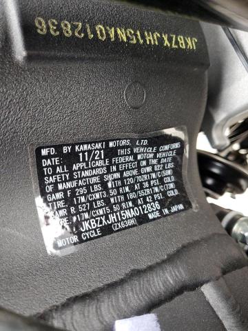 2022 KAWASAKI ZX636 K - JKBZXJH15NA012836