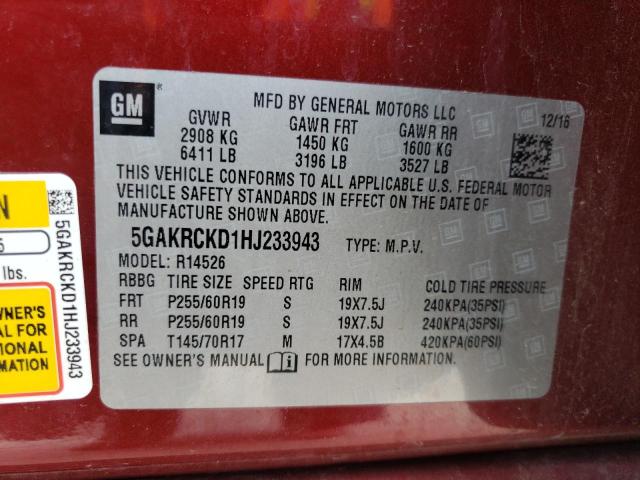 5GAKRCKD1HJ233943 Buick Enclave