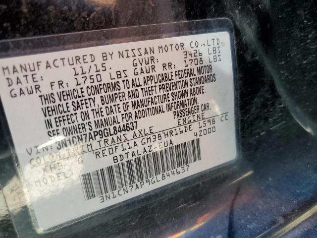 3N1CN7AP9GL844637 Nissan VERSA S