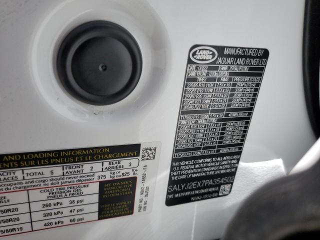 SALYJ2EX7PA354502 Land Rover Range Rover Velar S