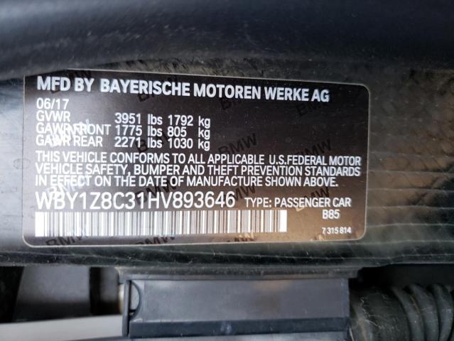 WBY1Z8C31HV893646 BMW I3 REX