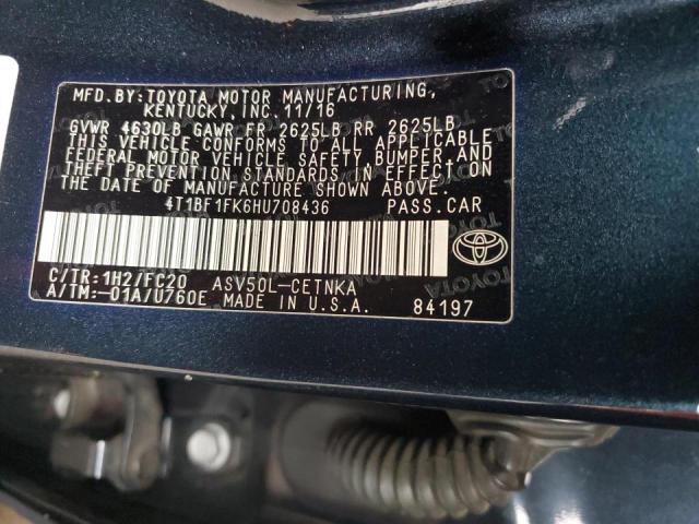 2017 TOYOTA CAMRY 4D 2 - 4T1BF1FK6HU708436