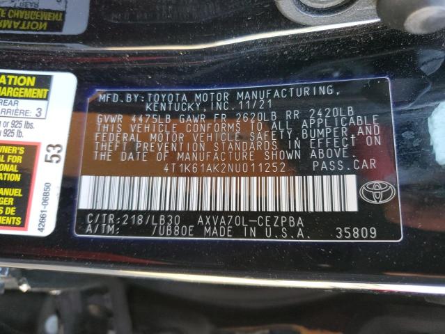 4T1K61AK2NU011252 Toyota CAMRY XSE