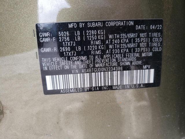 2022 SUBARU OUTBACK WI 4S4BTGUD0N3234386