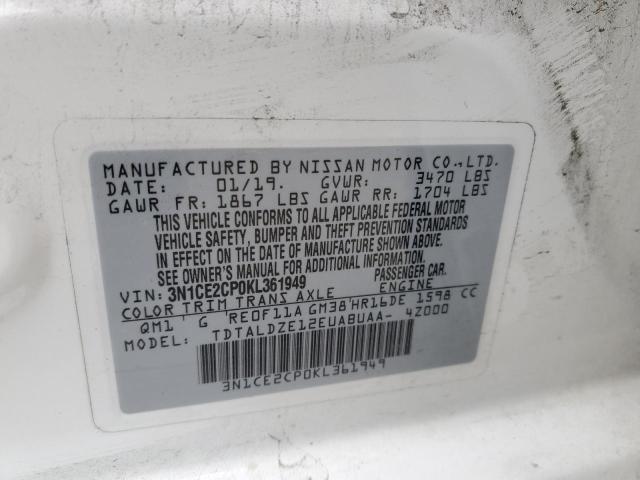3N1CE2CP0KL361949 Nissan Versa Note S