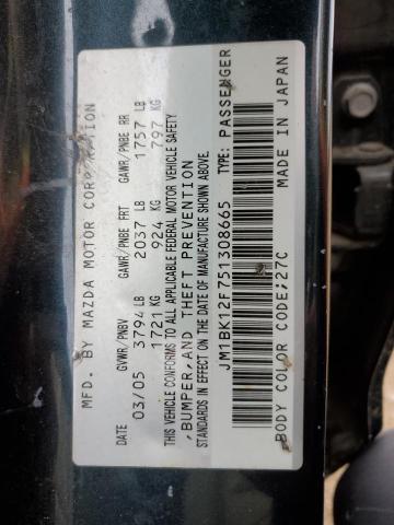 2005 Mazda 3 I VIN: JM1BK12F751308665 Lot: 49981373